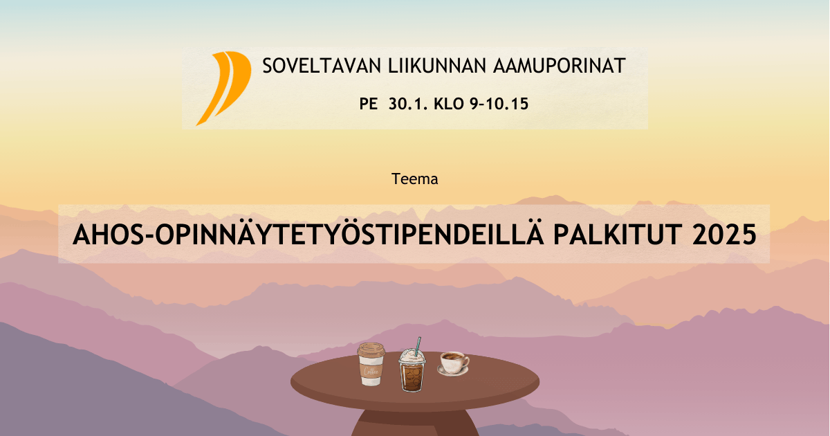 Mainoskuva webinaarille. Piirrettyä auringonlaskutaustaa vasten tiivistetty info.